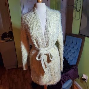 Anthropologie Fuzzy Metallic Cardigan Sweater